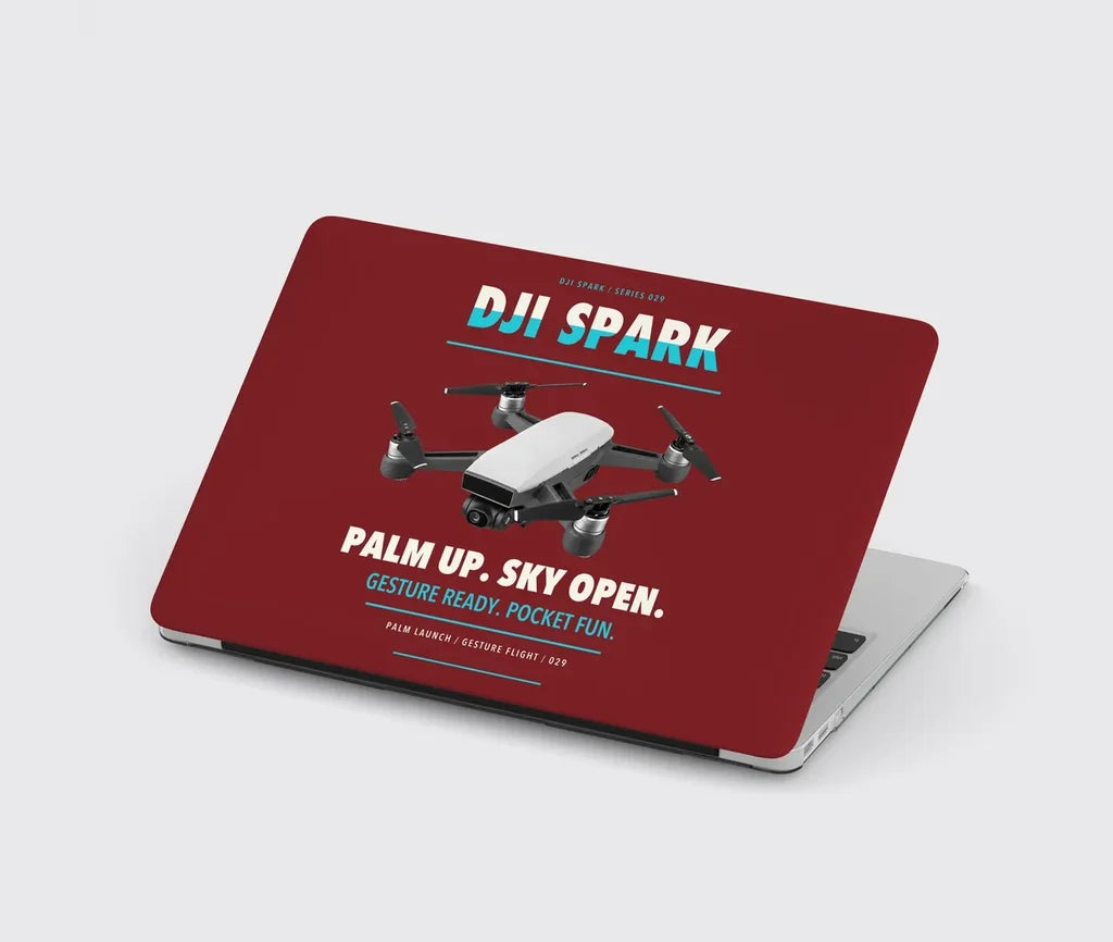 DJI Spark design on dark red MacBook case
