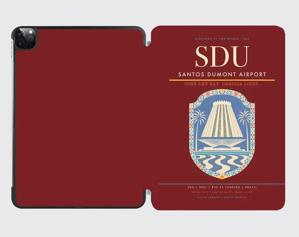 Santos Dumont Airport (SDU) design on dark red ipad tablet case