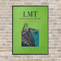 Thumbnail for Klamath Falls Airport LMT vertical canvas print - framed - light green background
