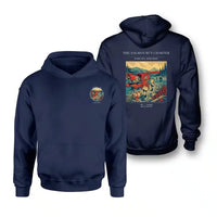 Thumbnail for VINTAGE G4289 - The Salmon Run Charter - Double-Side Hoodie design on navyblue double side