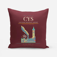 Thumbnail for Cheyenne Regional Airport (CYS) design on dark red pillow