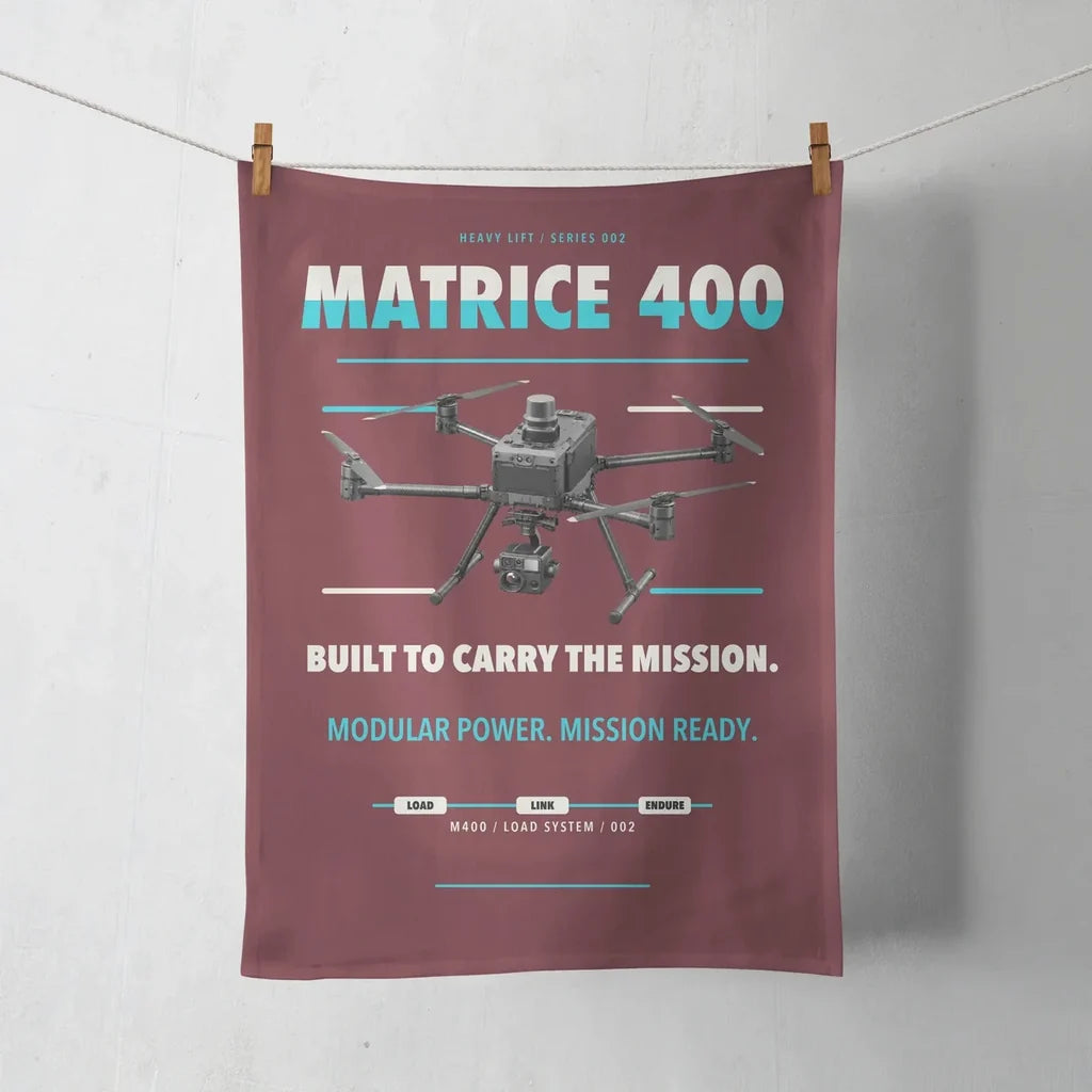 DJI Matrice 400 design on dark red towel
