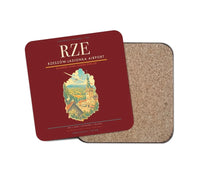 Thumbnail for Rzeszów-Jasionka Airport (RZE) design on dark red 1 piece coaster