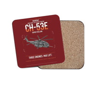 Thumbnail for Sikorsky CH-53E Super Stallion design on dark red 1 piece coaster