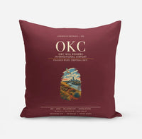 Thumbnail for OKC Will Rogers International Airport (OKC) design on dark red pillow