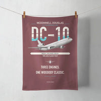 Thumbnail for McDonnell Douglas DC-10 design on dark red towel