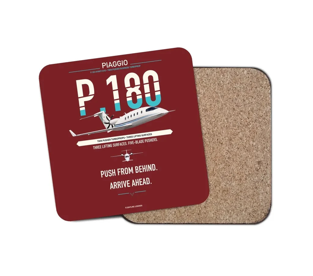 Piaggio P.180 Avanti EVO design on dark red 1 piece coaster