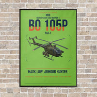 Thumbnail for MBB BO 105P PAH-1 vertical canvas print - framed - light green background