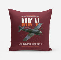 Thumbnail for Hawker Tempest Mk V design on dark red pillow