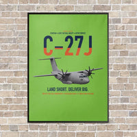 Thumbnail for C-27J Spartan vertical canvas print - framed - light green background