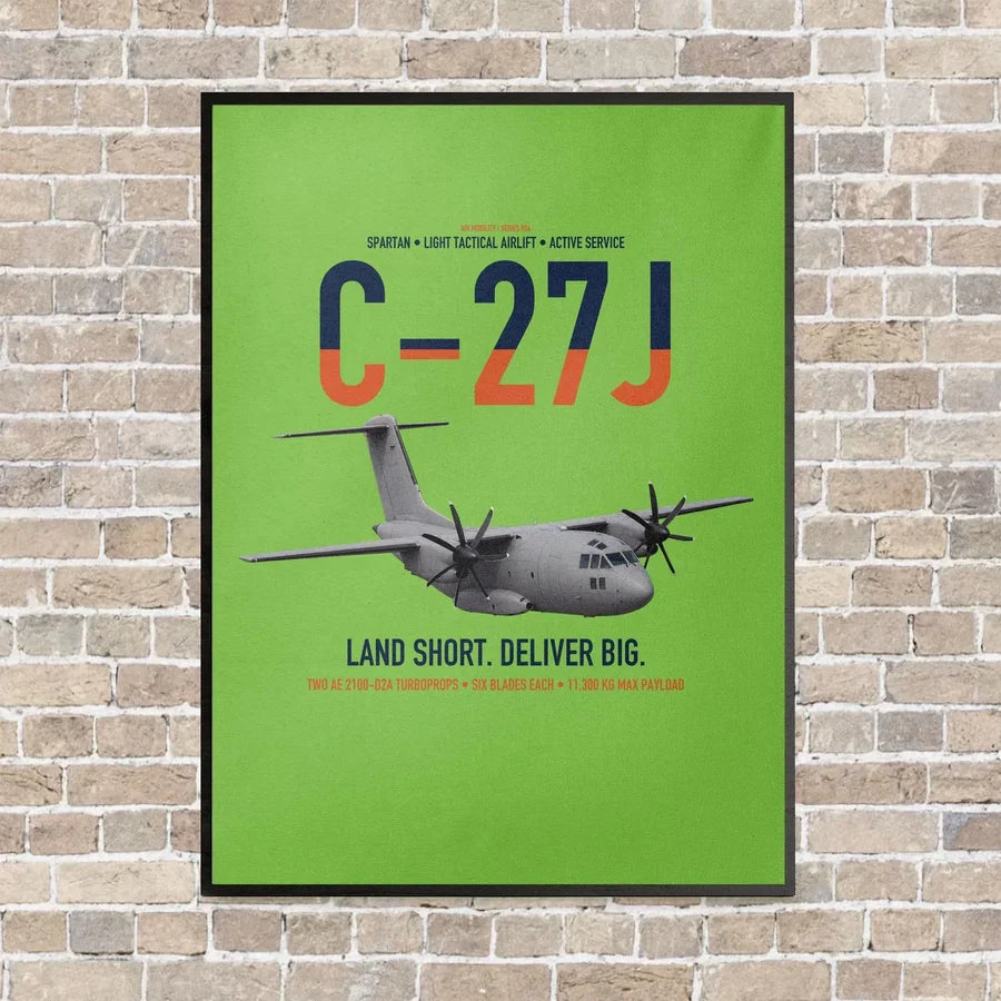 C-27J Spartan vertical canvas print - framed - light green background