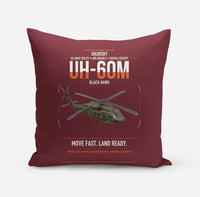 Thumbnail for Sikorsky UH-60M Black Hawk design on dark red pillow