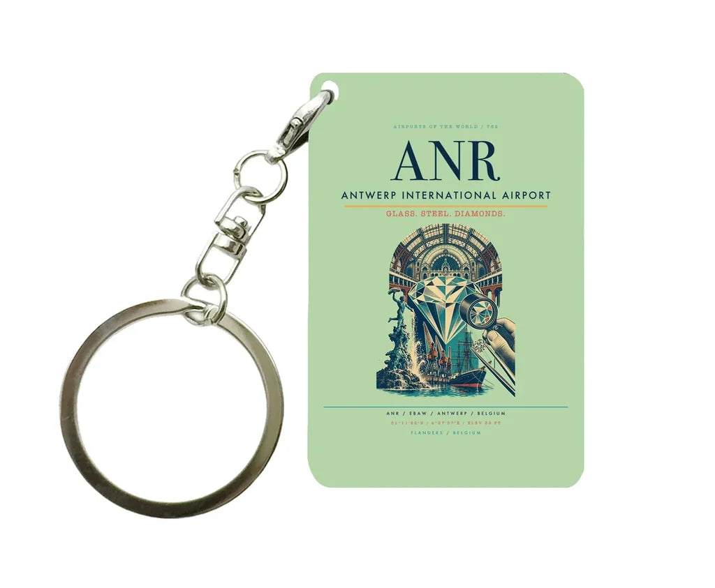 Antwerp International Airport (ANR) design on light green key chain