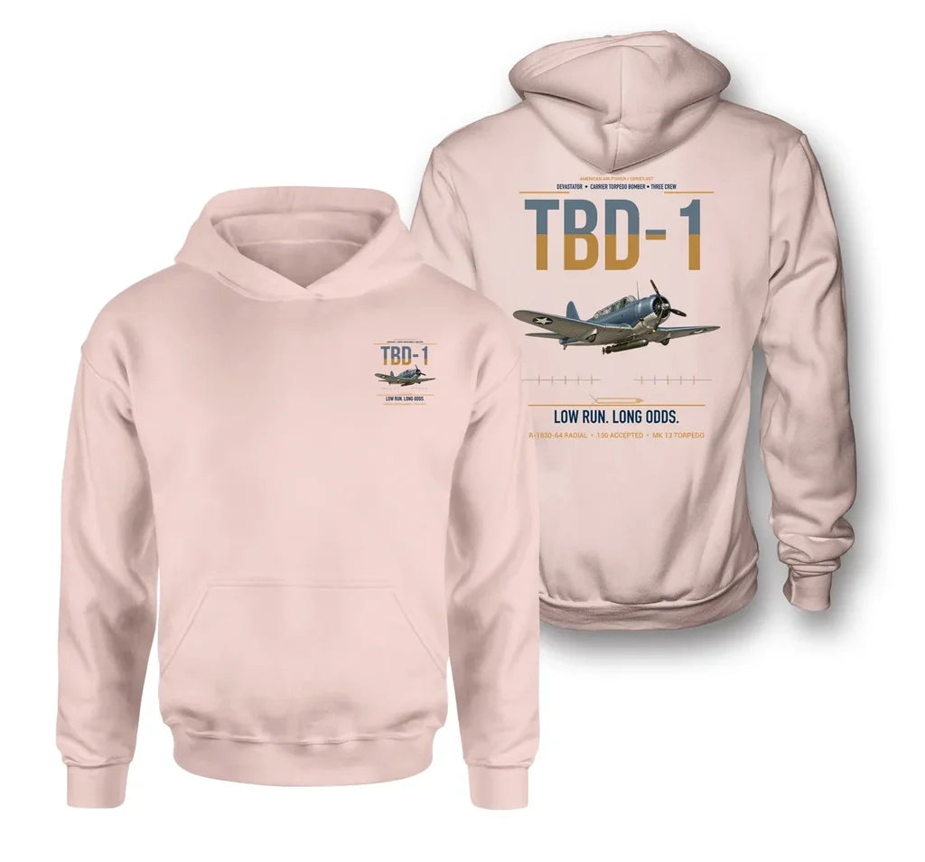 TBD-1 Devastator design on pink double-side hoodie, double-side print