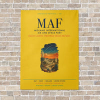 Thumbnail for Midland International Air and Space Port MAF vertical canvas print - no frame - yellow background