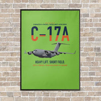 Thumbnail for C-17A Globemaster III vertical canvas print - framed - light green background