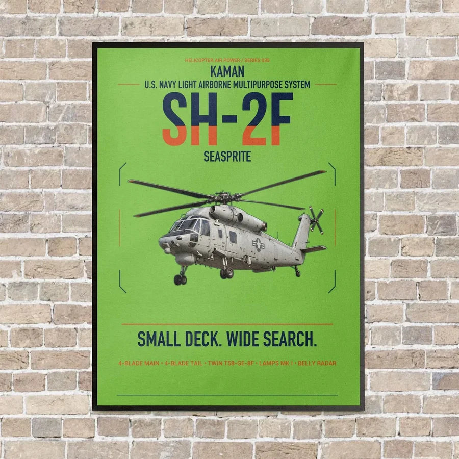 Kaman SH-2F Seasprite vertical canvas print - framed - light green background