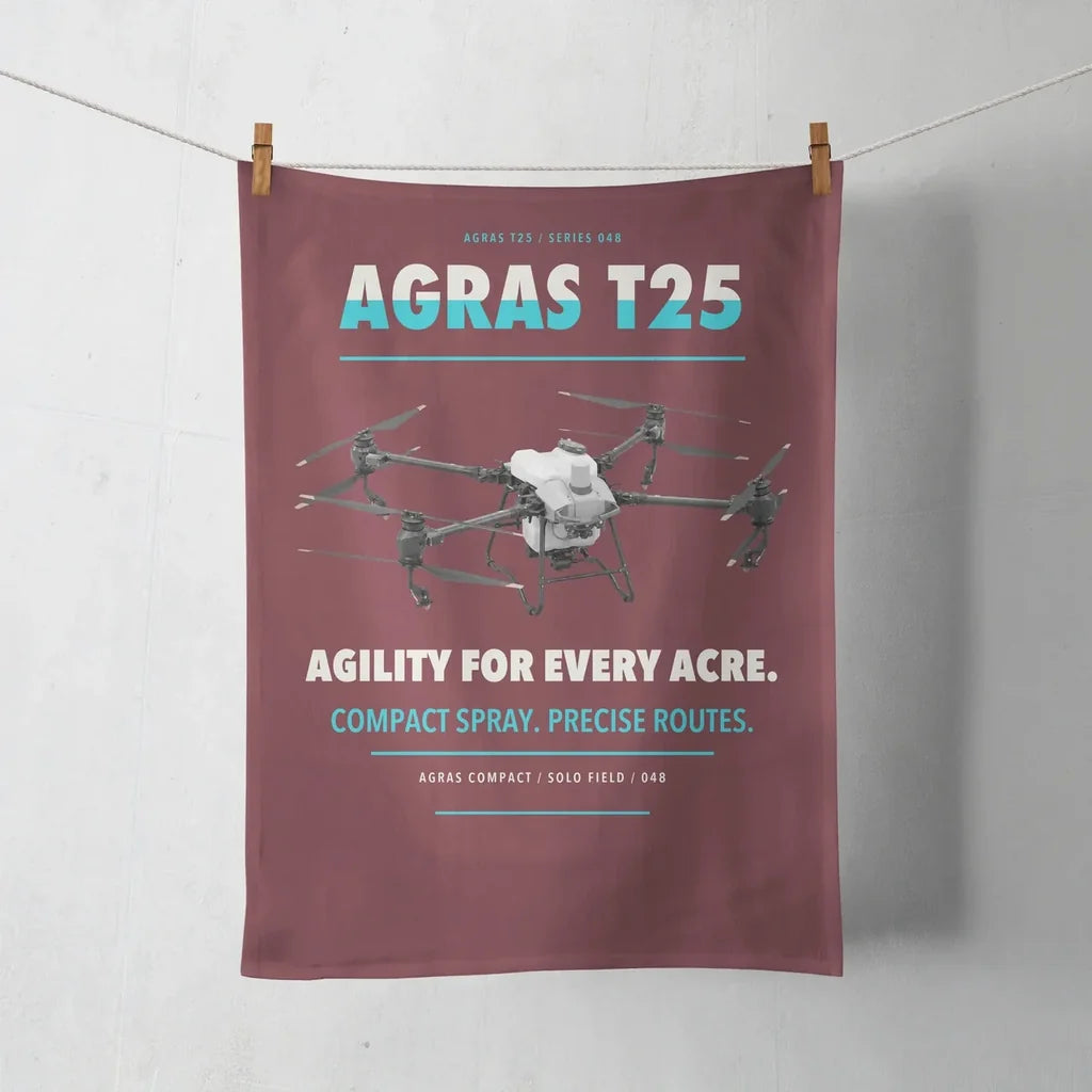DJI Agras T25 design on dark red towel