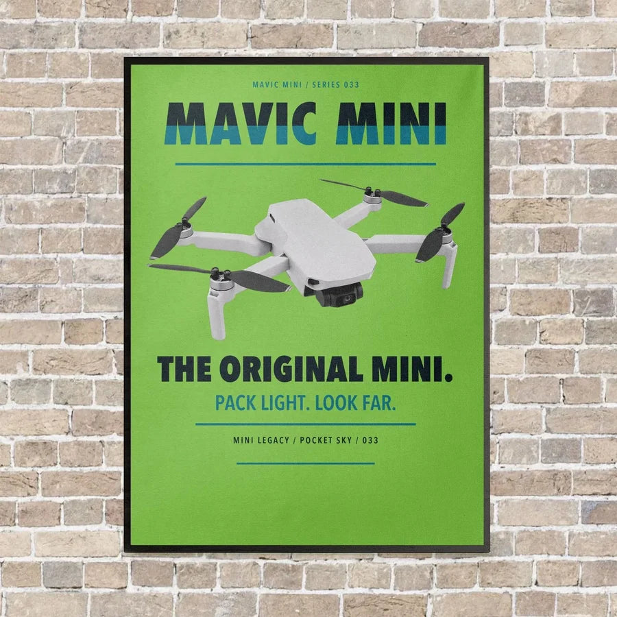 DJI Mavic Mini vertical canvas print - framed - light green background