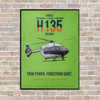 Thumbnail for Airbus H135 vertical canvas print - framed - light green background