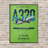 Thumbnail for Airbus A320 vertical canvas print - framed - light green background