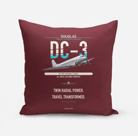 Thumbnail for Douglas DC-3 design on dark red pillow