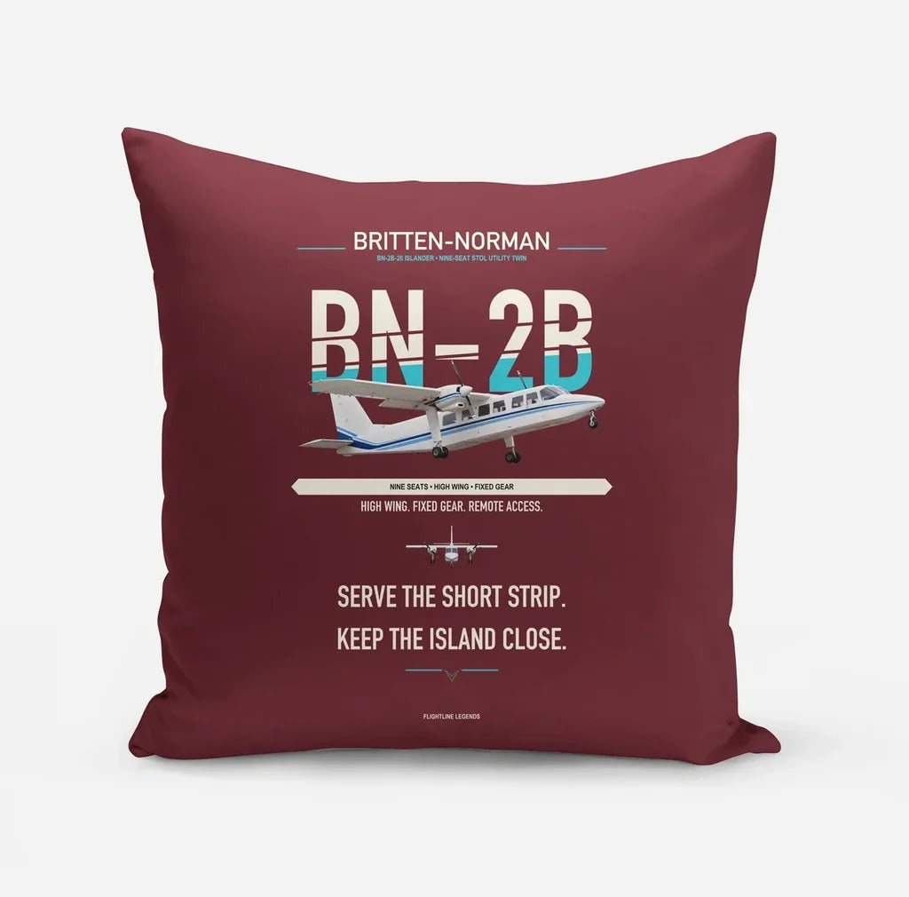 Britten-Norman BN-2B-26 Islander design on dark red pillow