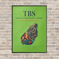 Thumbnail for Tbilisi International Airport TBS vertical canvas print - framed - light green background
