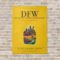 Thumbnail for Dallas Fort Worth International Airport DFW vertical canvas print - no frame - yellow background