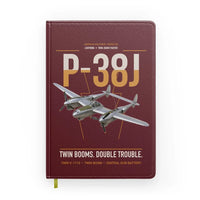 Thumbnail for P-38J Lightning design on dark red notebook