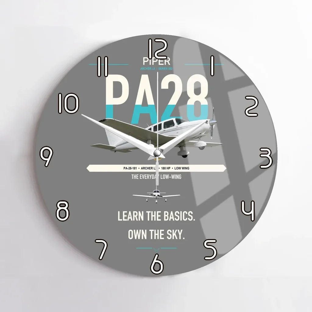 Piper PA-28-181 Archer LX design on gray no frame wall clock