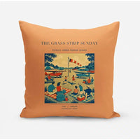 Thumbnail for VINTAGE G4241 - The Grass Strip Sunday - Designed Pillows design on orange