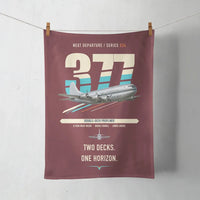 Thumbnail for Boeing 377 Stratocruiser design on dark red towel