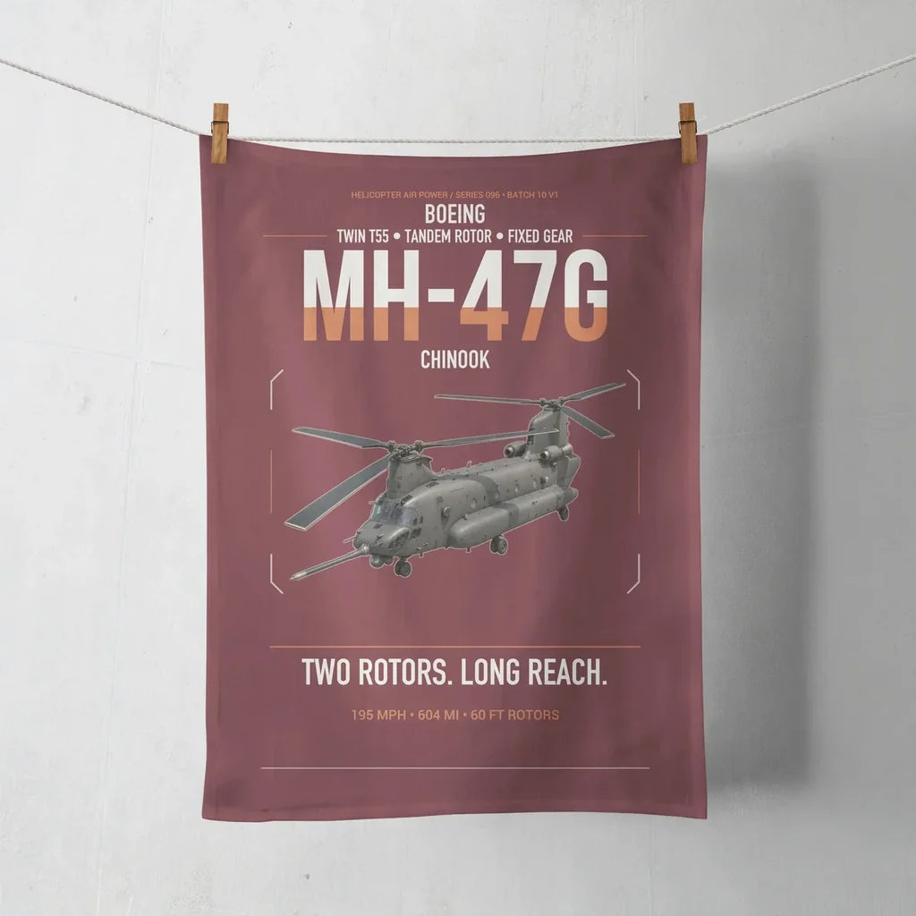 Boeing MH-47G Chinook design on dark red towel