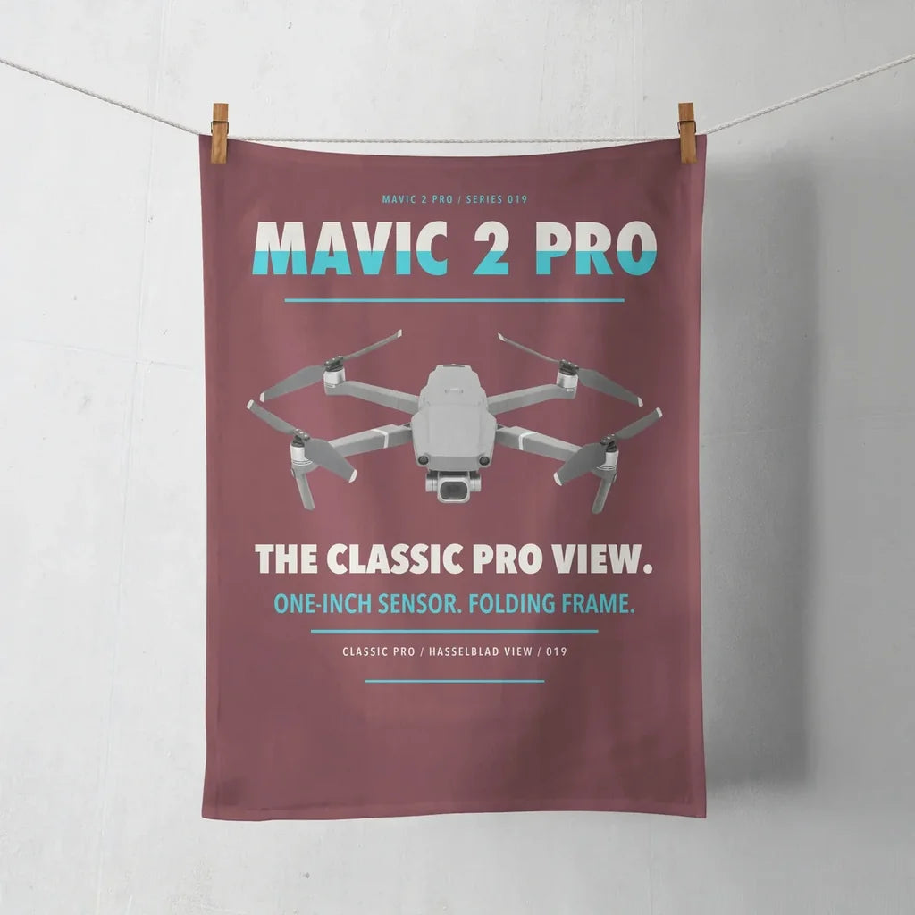 DJI Mavic 2 Pro design on dark red towel