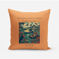 Thumbnail for VINTAGE G4060 - The Coral Stepping Stones - Designed Pillows design on orange