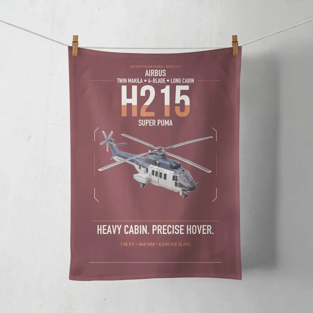 Airbus H215 design on dark red towel
