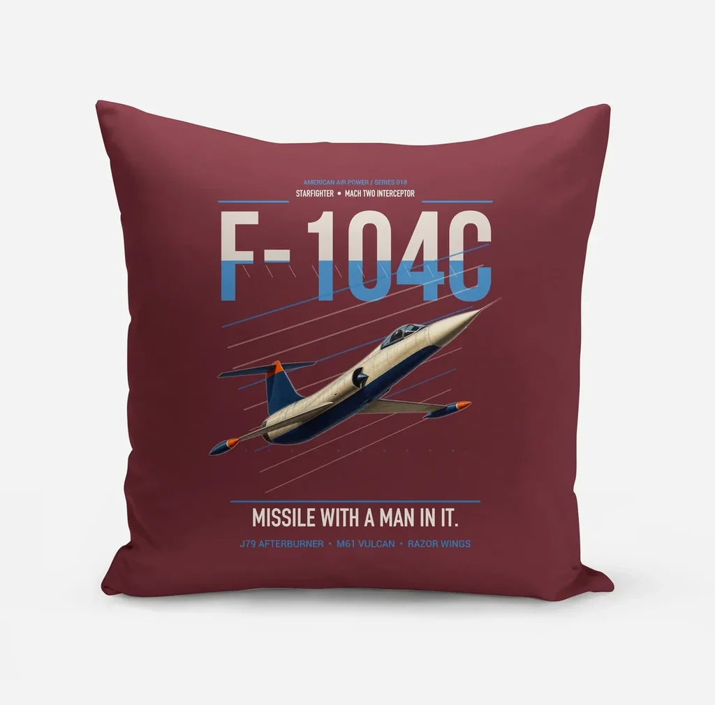 F-104C Starfighter design on dark red pillow