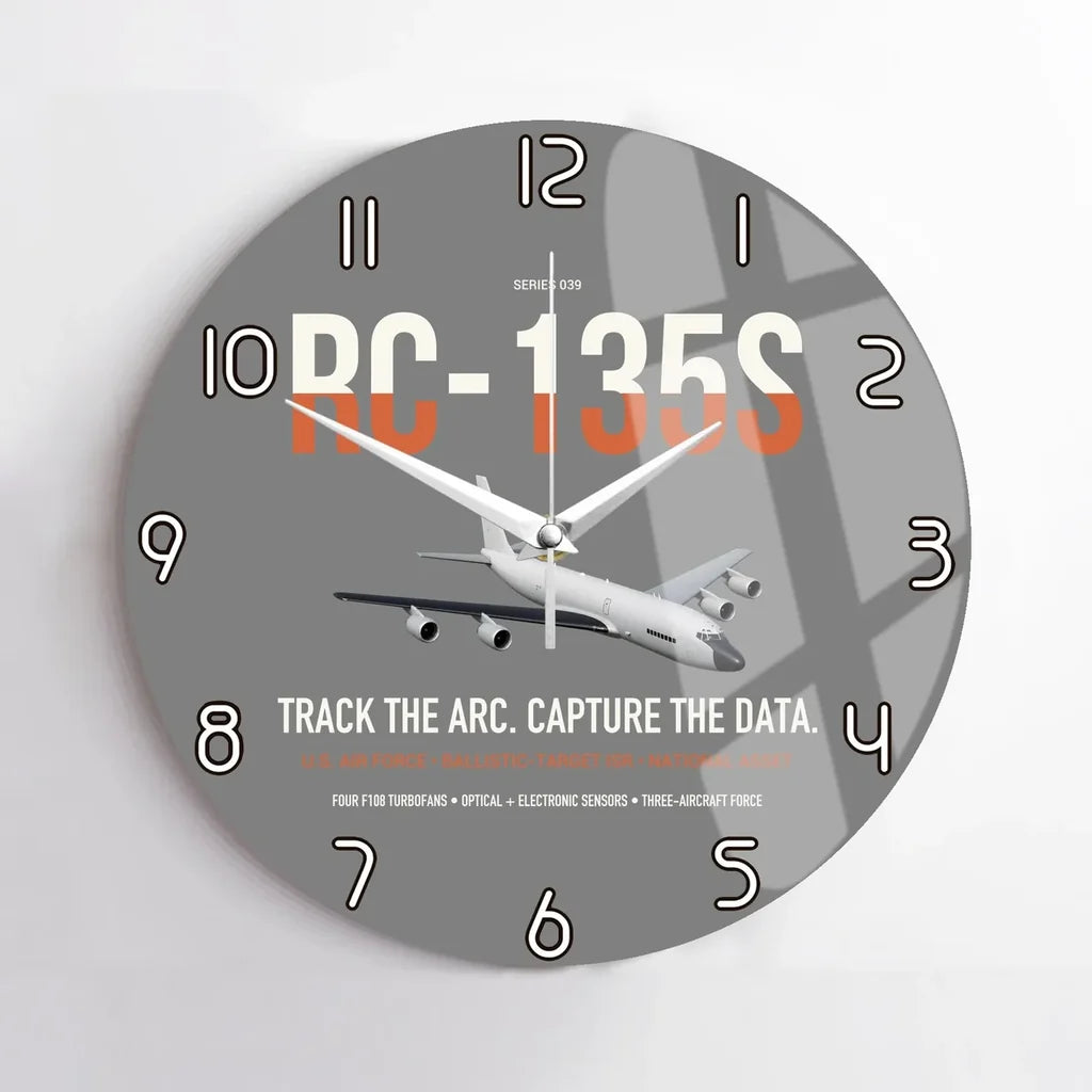 RC-135S Cobra Ball design on gray no frame wall clock