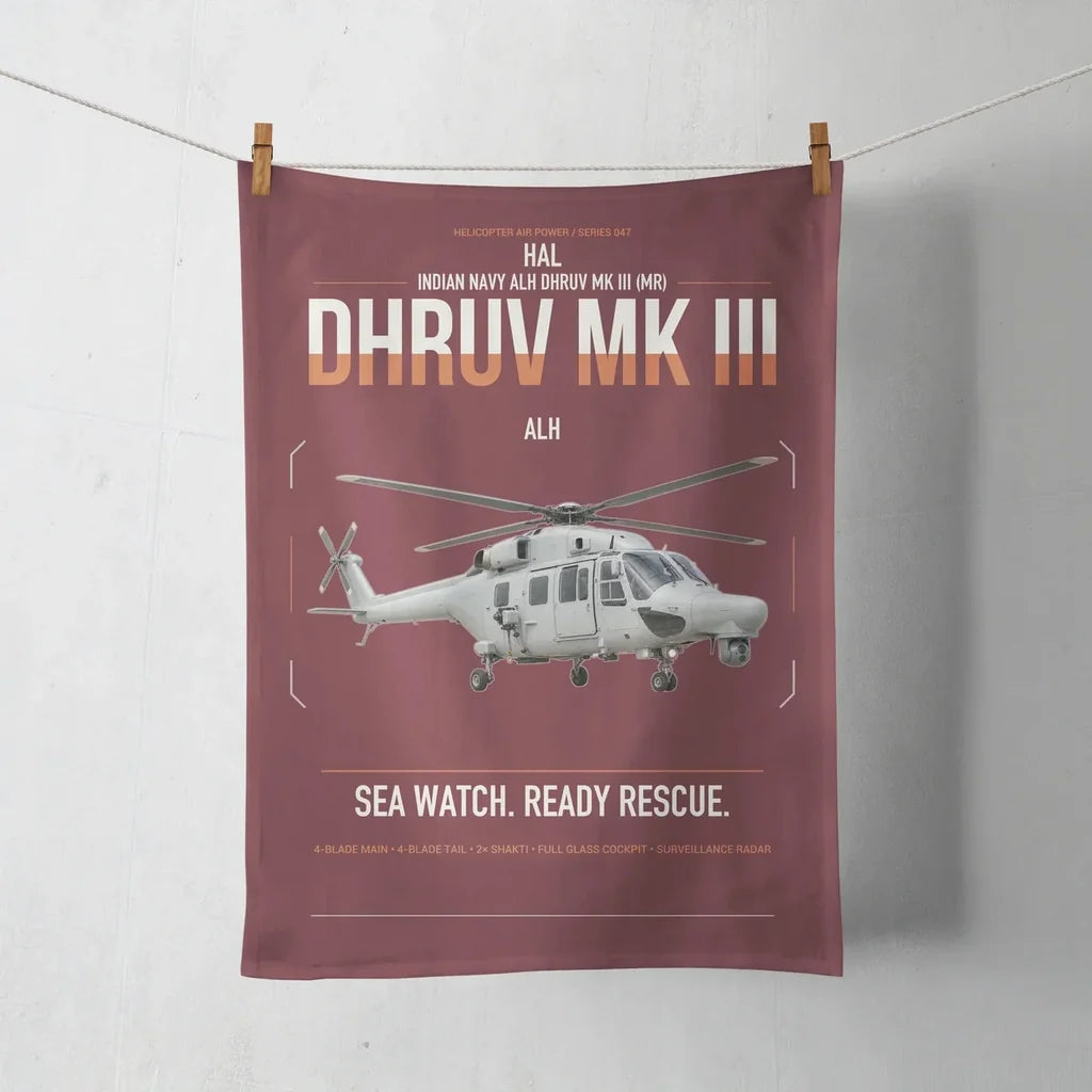 HAL ALH Dhruv Mk III design on dark red towel