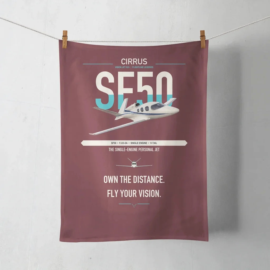 Cirrus Vision Jet G2+ design on dark red towel