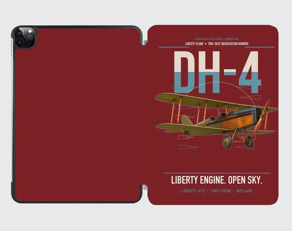 Airco DH-4 Liberty Plane design on dark red ipad tablet case
