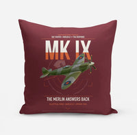Thumbnail for Supermarine Spitfire Mk IX design on dark red pillow
