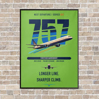 Thumbnail for Boeing 757-300 vertical canvas print - framed - light green background