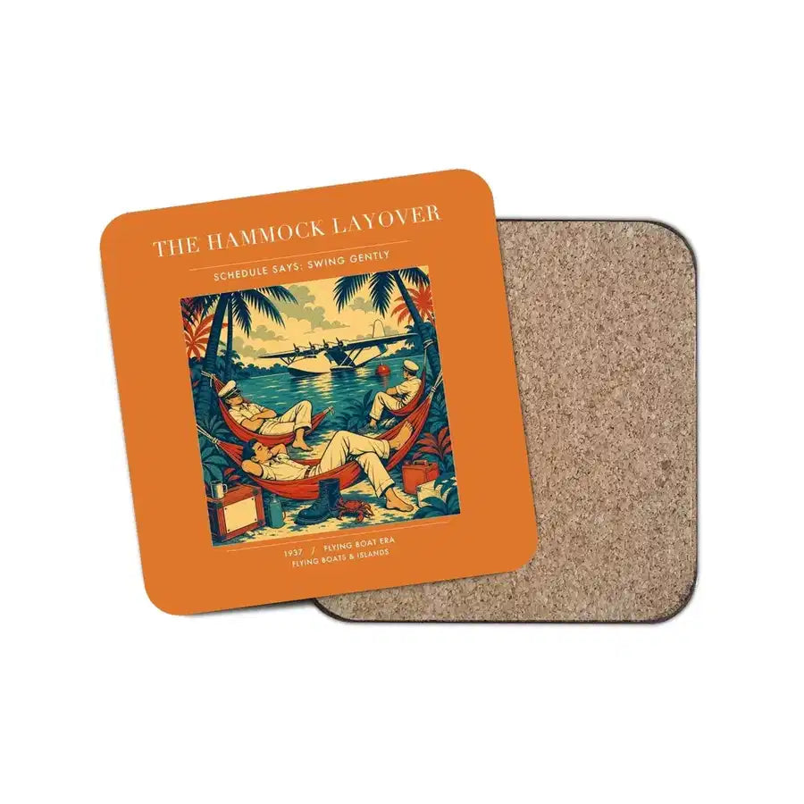 The Hammock Layover - Designed Coasters design on orange 1-piece