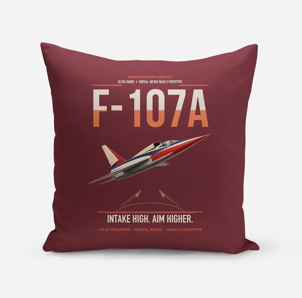 F-107A Ultra Sabre design on dark red pillow