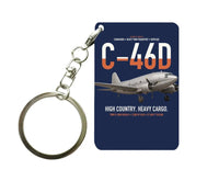 Thumbnail for C-46D Commando design on navy blue designed key chain, double-side print