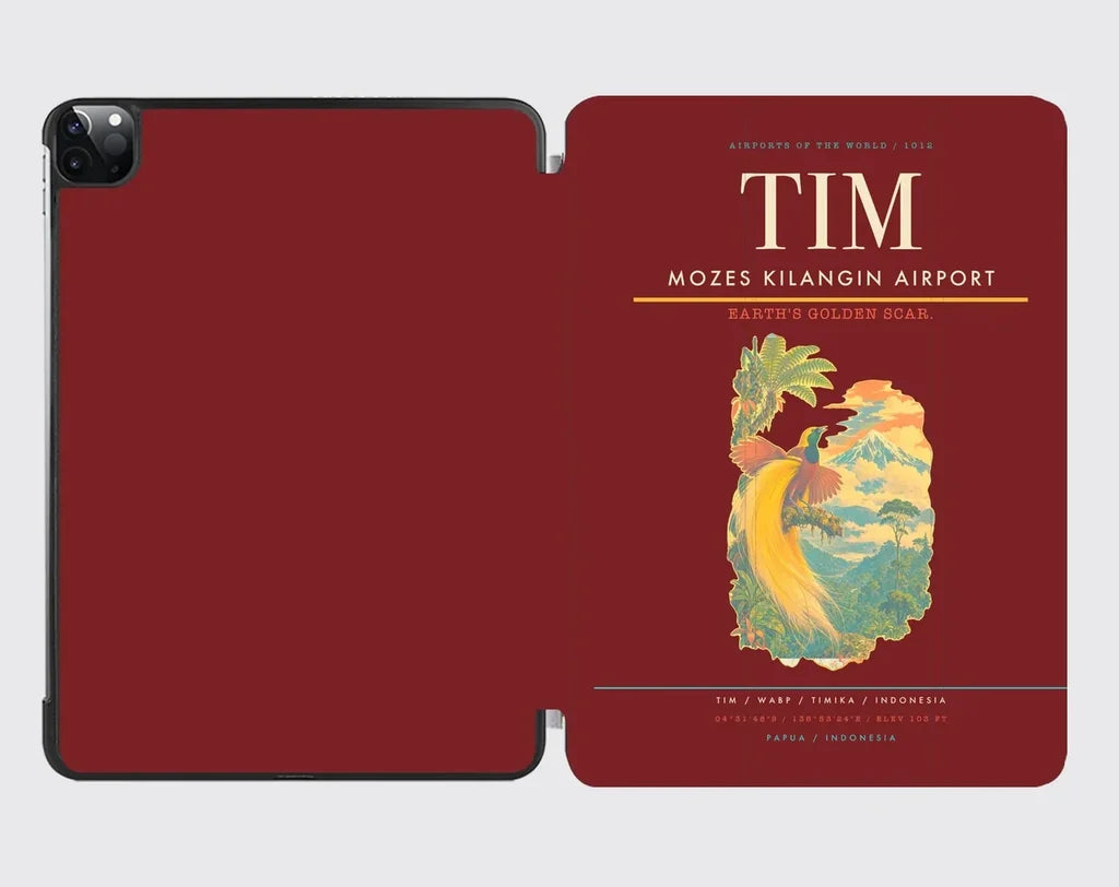 Mozes Kilangin Airport (TIM) design on dark red ipad tablet case