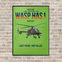 Thumbnail for Westland Wasp HAS1 vertical canvas print - framed - light green background