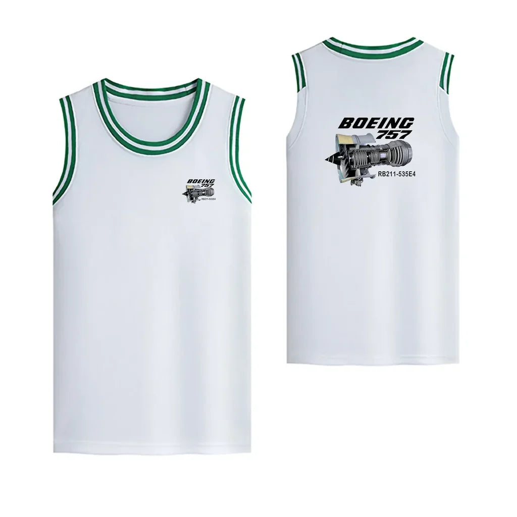 Boeing 757 & Rolls Royce Engine (RB211) Designed Basketball Style Sports Tank Tops - view 12